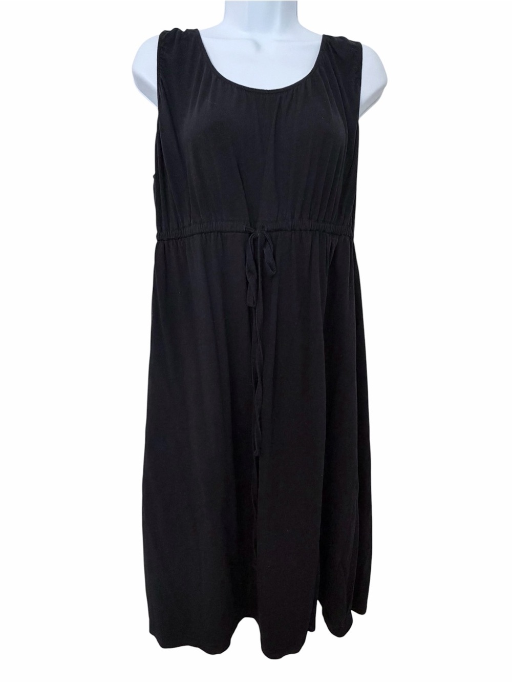 Baby Be Mine Black Sleeveless Drawstring Midi Nightgown Dress Hospital Nursing